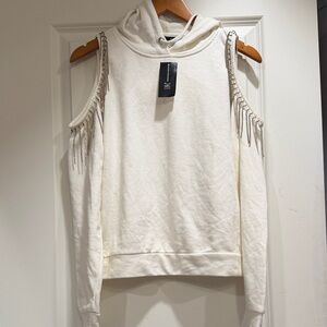 INC International Concepts White Cold Shoulder Sweater